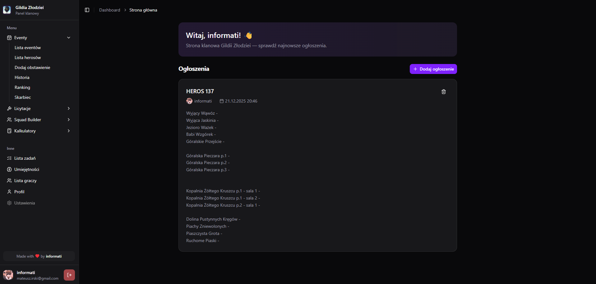 Dashboard View of Tepirek Revamped
